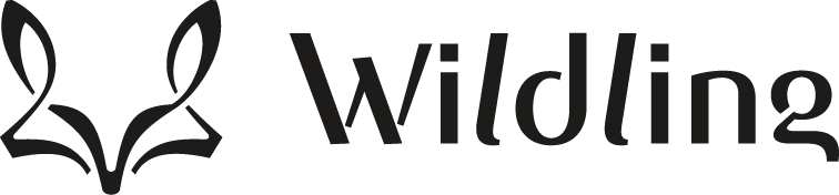 wildling fox & text logo black